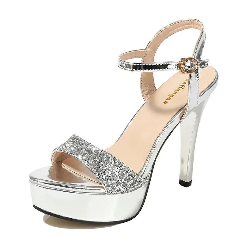 Funki Buys | Shoes | Women's Metallic Party Platform Sandals