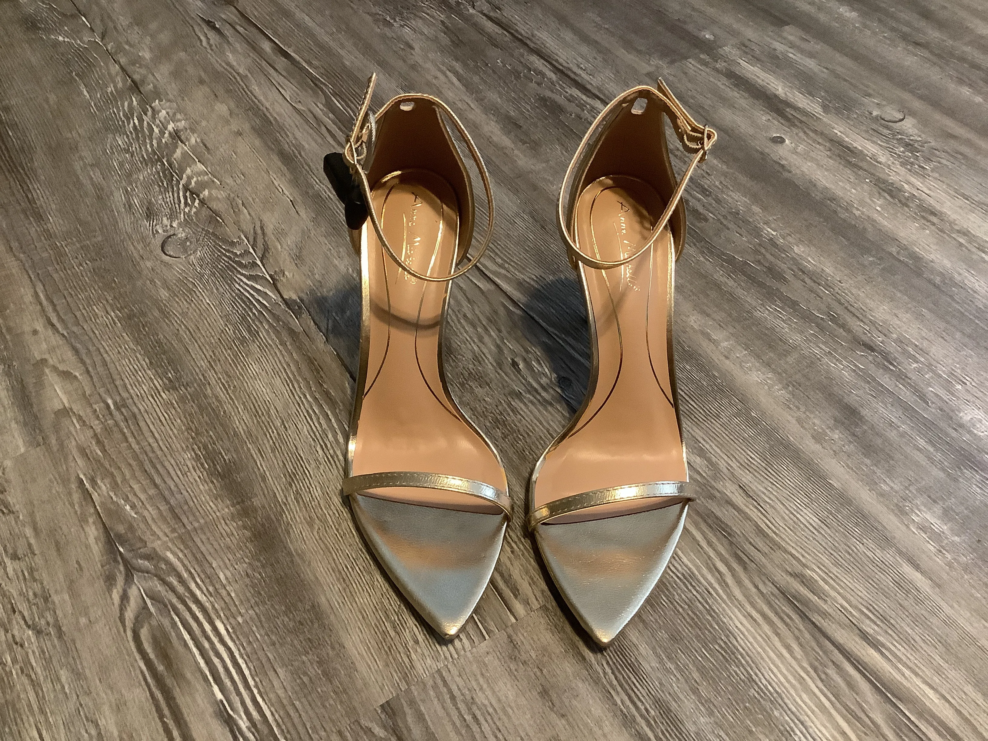 Gold Shoes Heels Stiletto Anne Michelle, Size 7.5