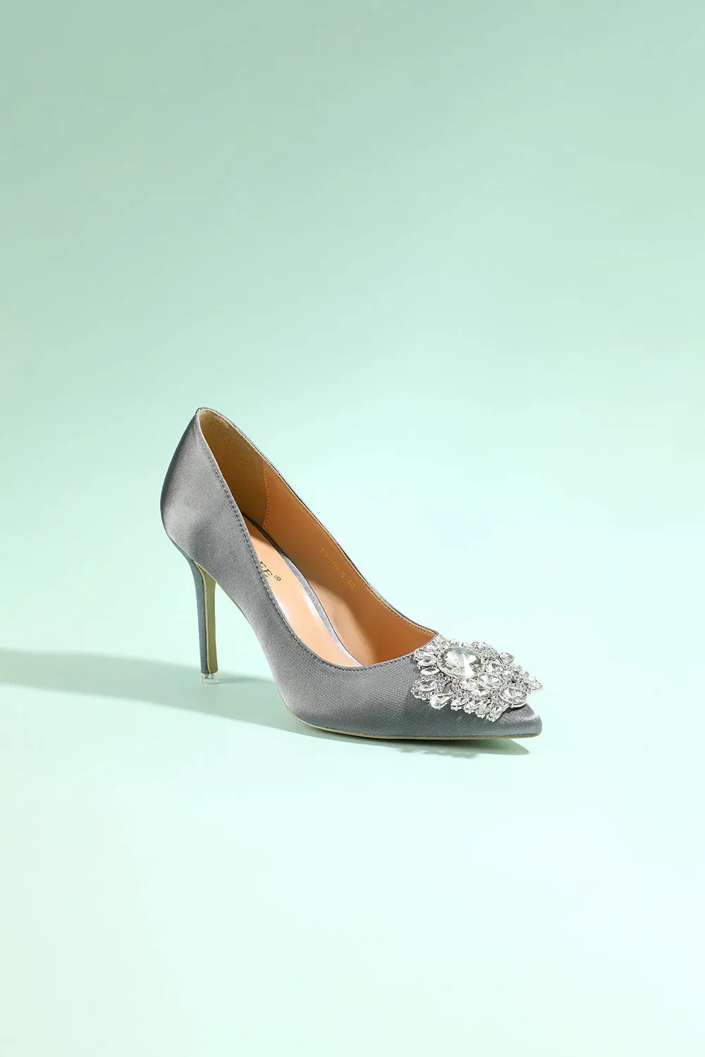 Grey Rhinestone Party Shoes