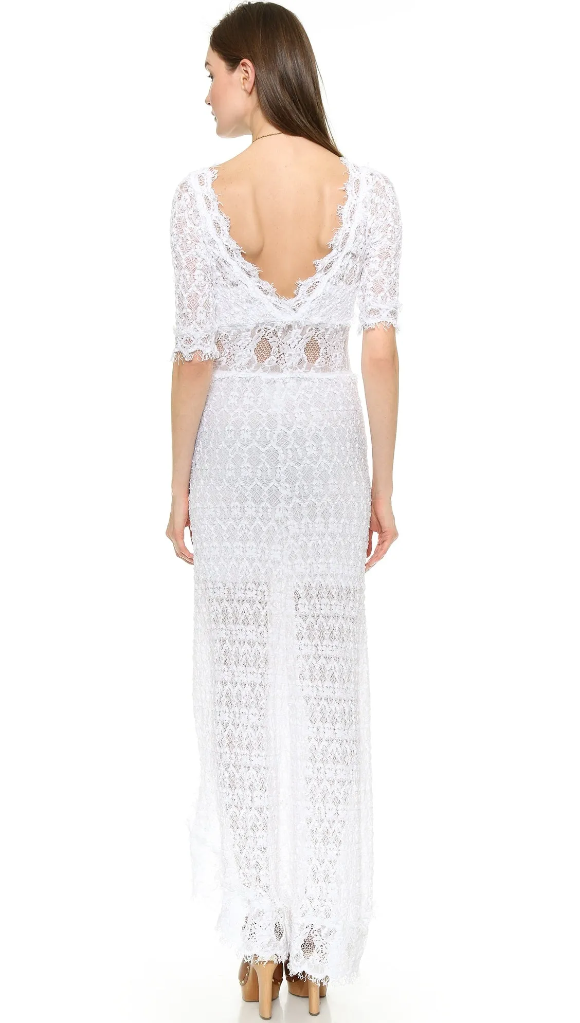 Nightcap Clothing Florence V Back Lace Gown White