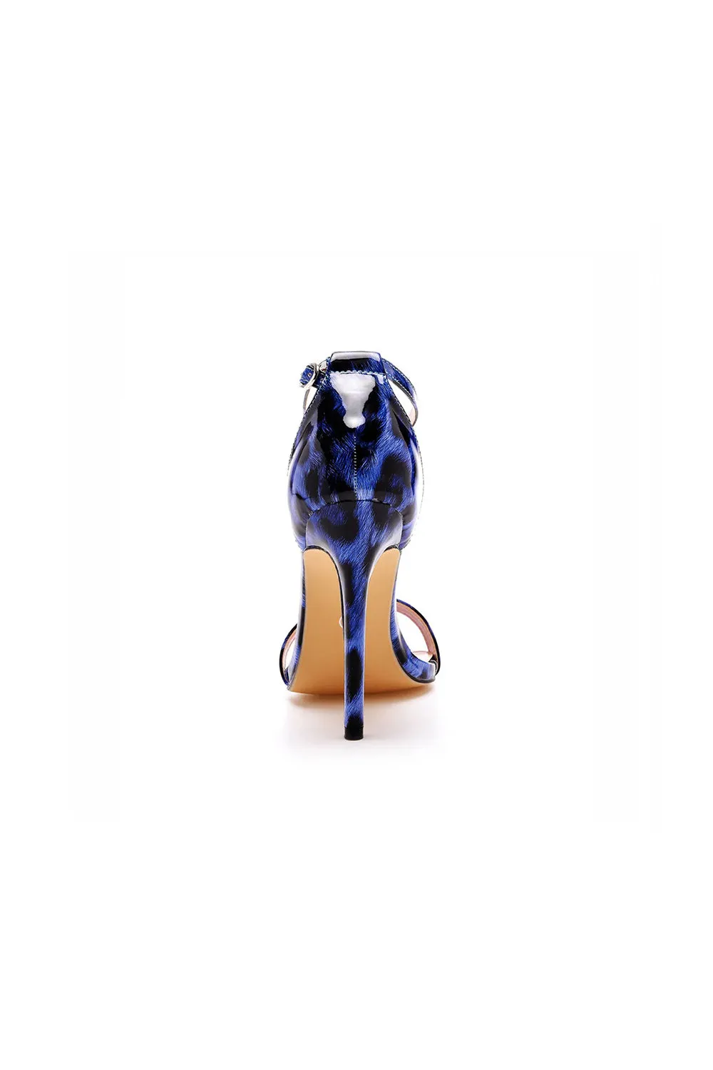 Open Toe Leopard Print Ankle Strap Stiletto High Heels