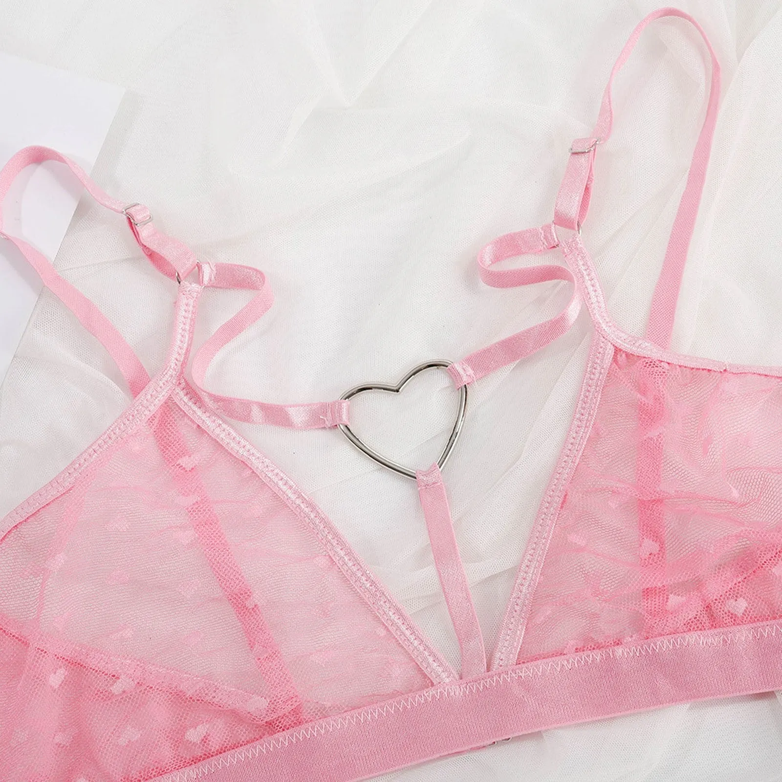 Pink Lingerie Heart Set Sheer