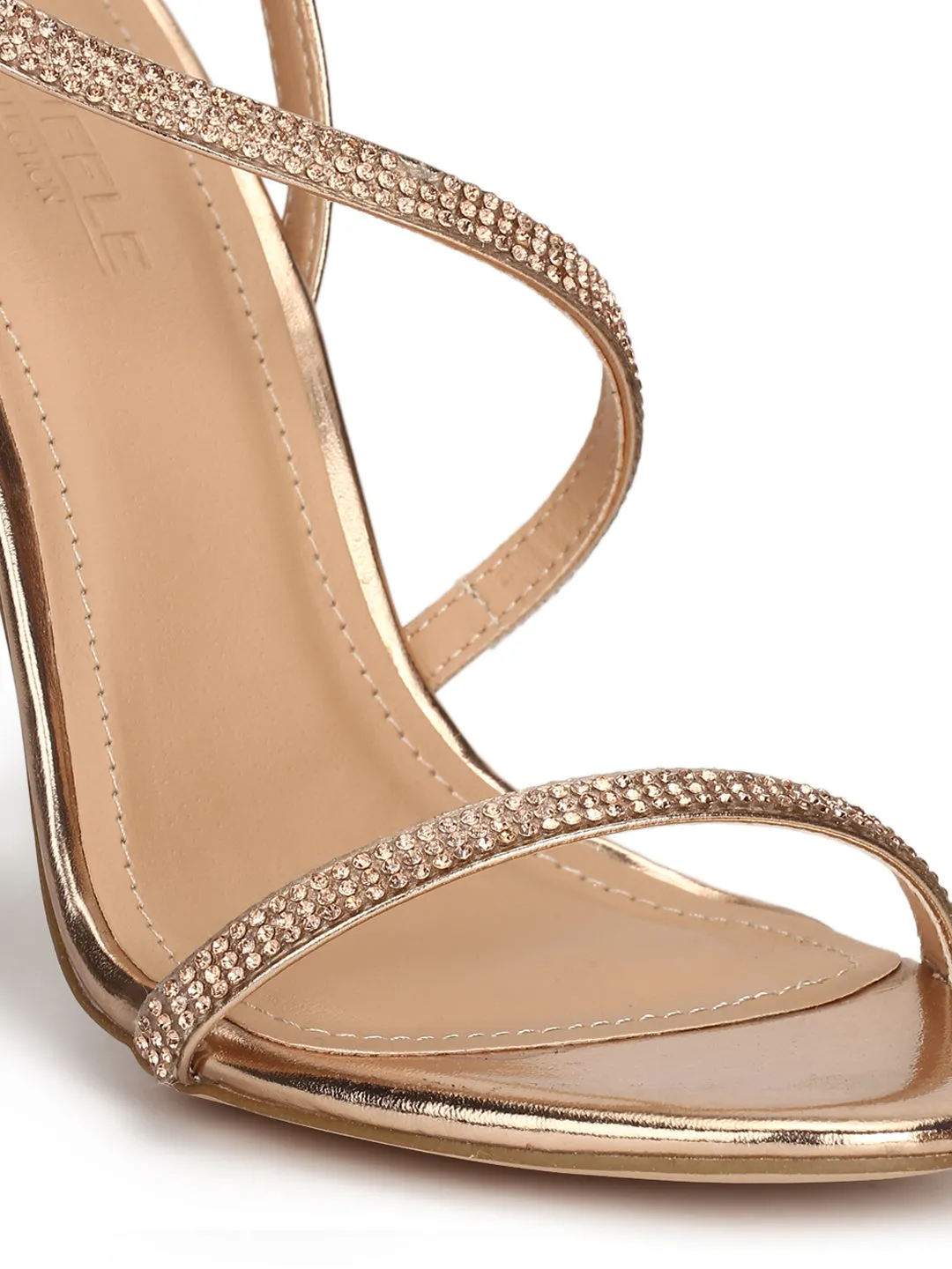 Rose Gold Diamante Barely There Stiletto Heels