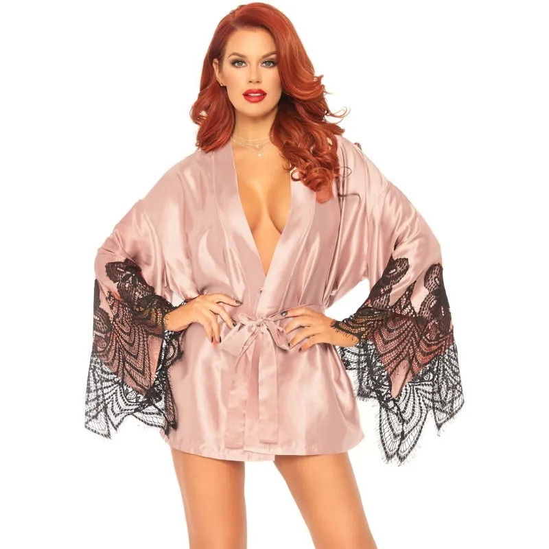 Satin Robe Set - Rose - Medium/large