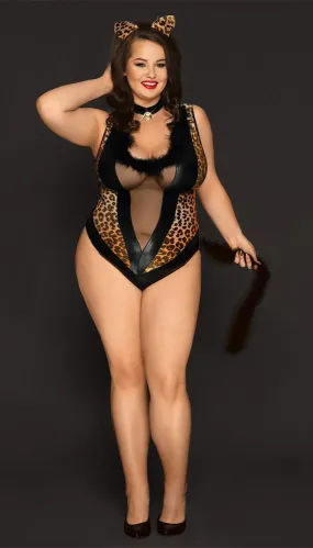 Sexy and Sheer Cheetah Bodysuit Cat Costume