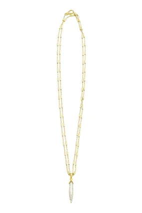 Stiletto Pavé Bar Chain Pendant - 18K Gold Vermeil   CZ Blanc