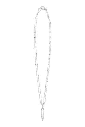 Stiletto Pavé Bar Chain Pendant - Sterling Silver   CZ Blanc