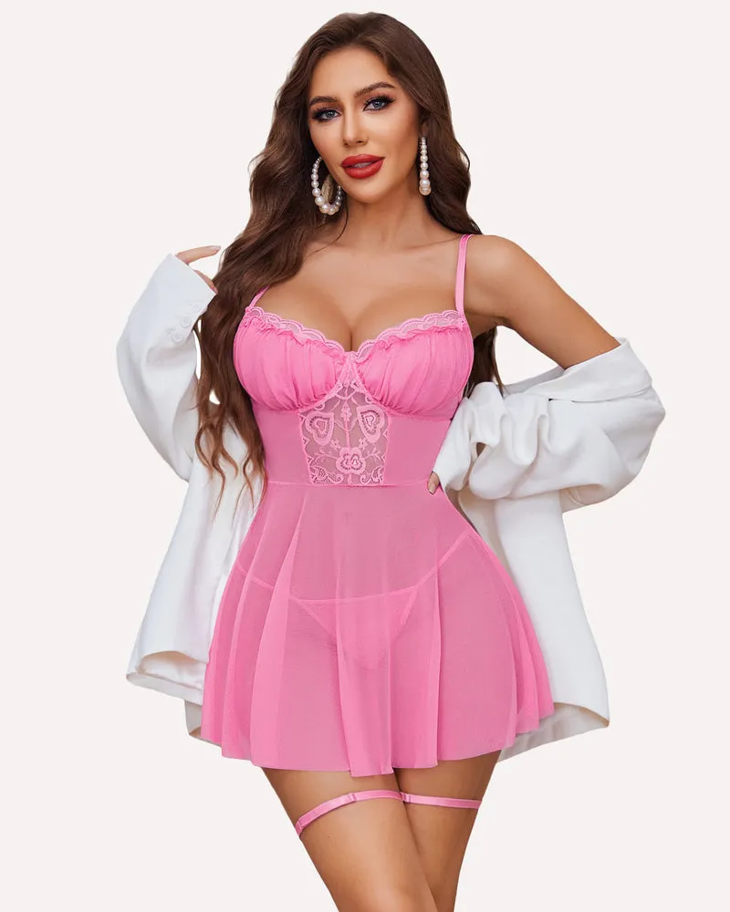 Strap Mesh V Neck Nightdress