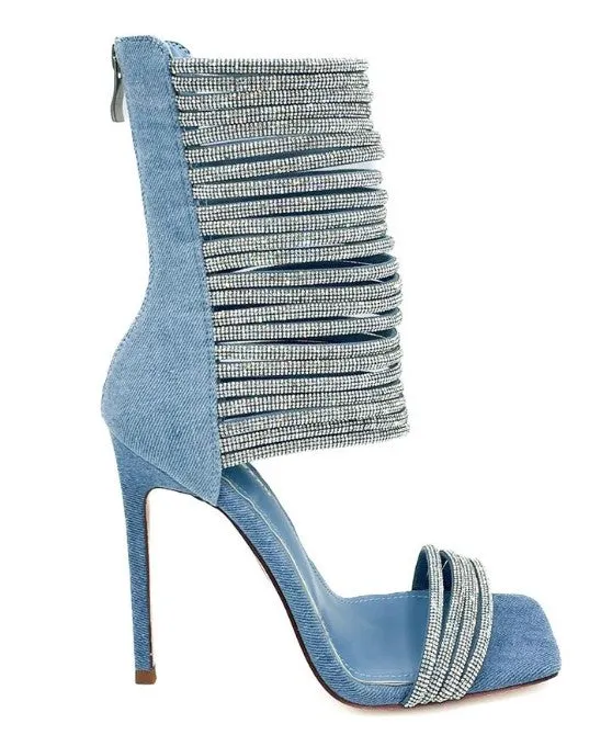 Stuntin' On Ya Toes Denim Gladiator Stiletto