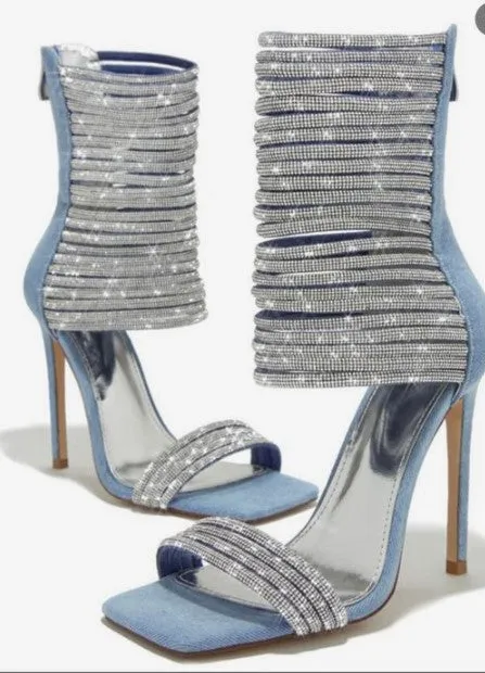 Stuntin' On Ya Toes Denim Gladiator Stiletto