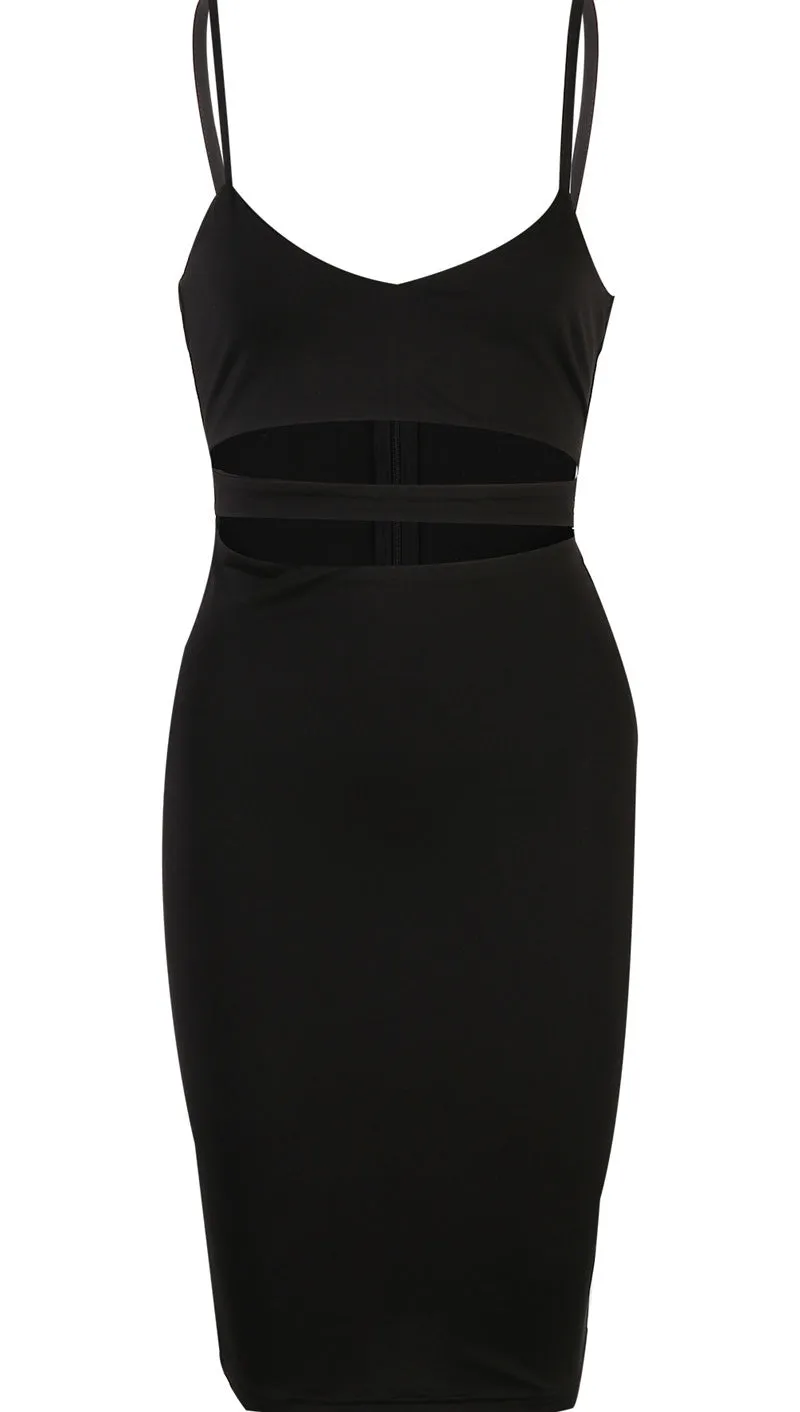 The Nina Cut Out Midi Dress Black