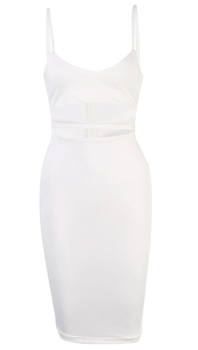 The Nina Cut Out Midi Dress White