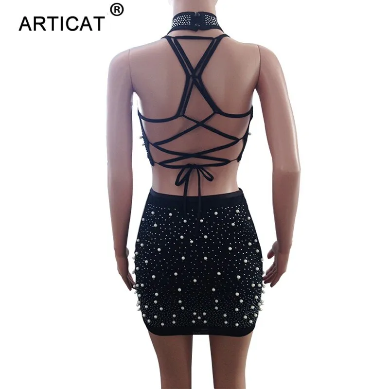 VenusFox Diamonds Sexy Backless Bandage Bodycon Dress