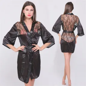 VenusFox Satin Lace Sexy Kimono Lingerie