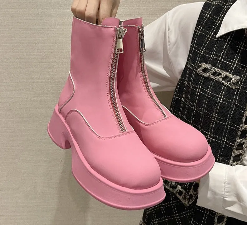 Women Chunky Platform Shoes Chelsea Boots 2022 New Winter Fashion Ankle Boots Snow Zipper Designer Dress Sport Causal Lady Botas