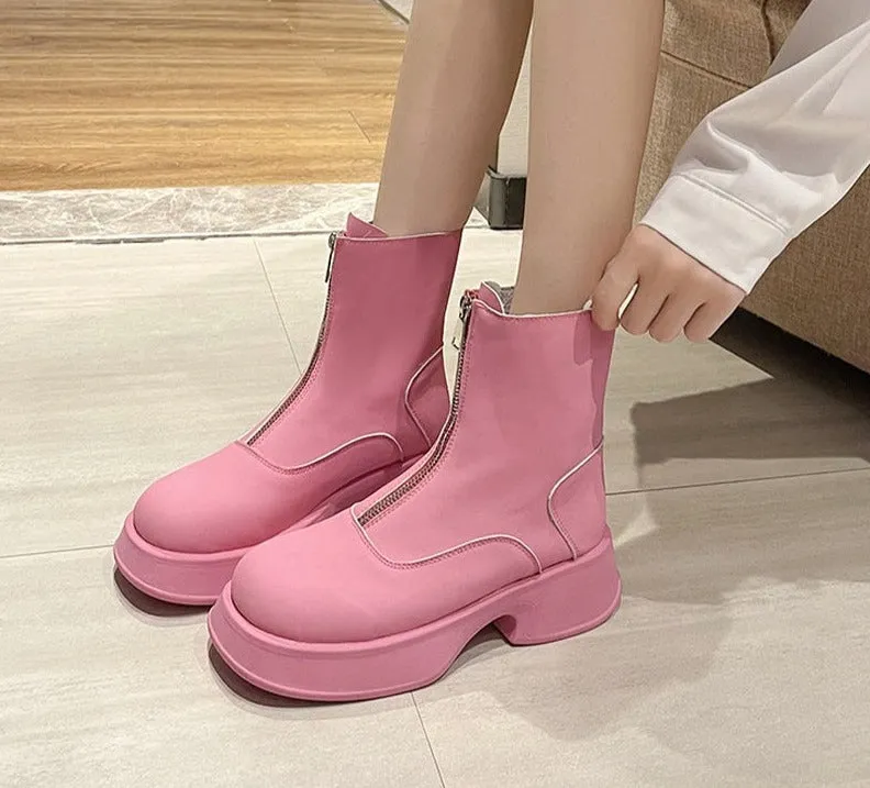 Women Chunky Platform Shoes Chelsea Boots 2022 New Winter Fashion Ankle Boots Snow Zipper Designer Dress Sport Causal Lady Botas